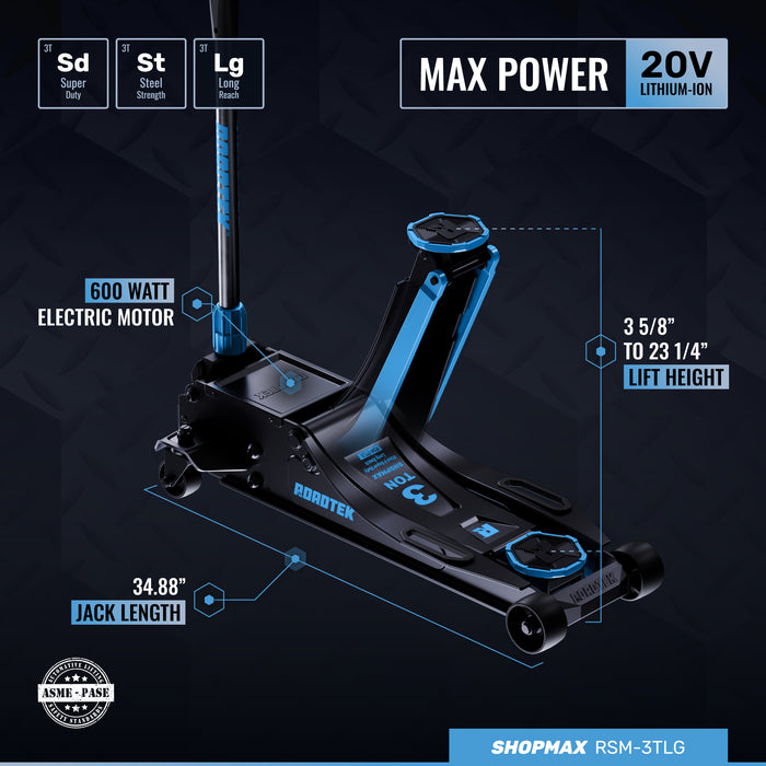 RSM-3TLG ShopMax 3T Super Duty Steel Long Reach EJack